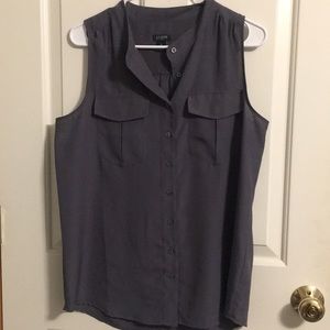 Jcrew Grey sleeveless blouse button down